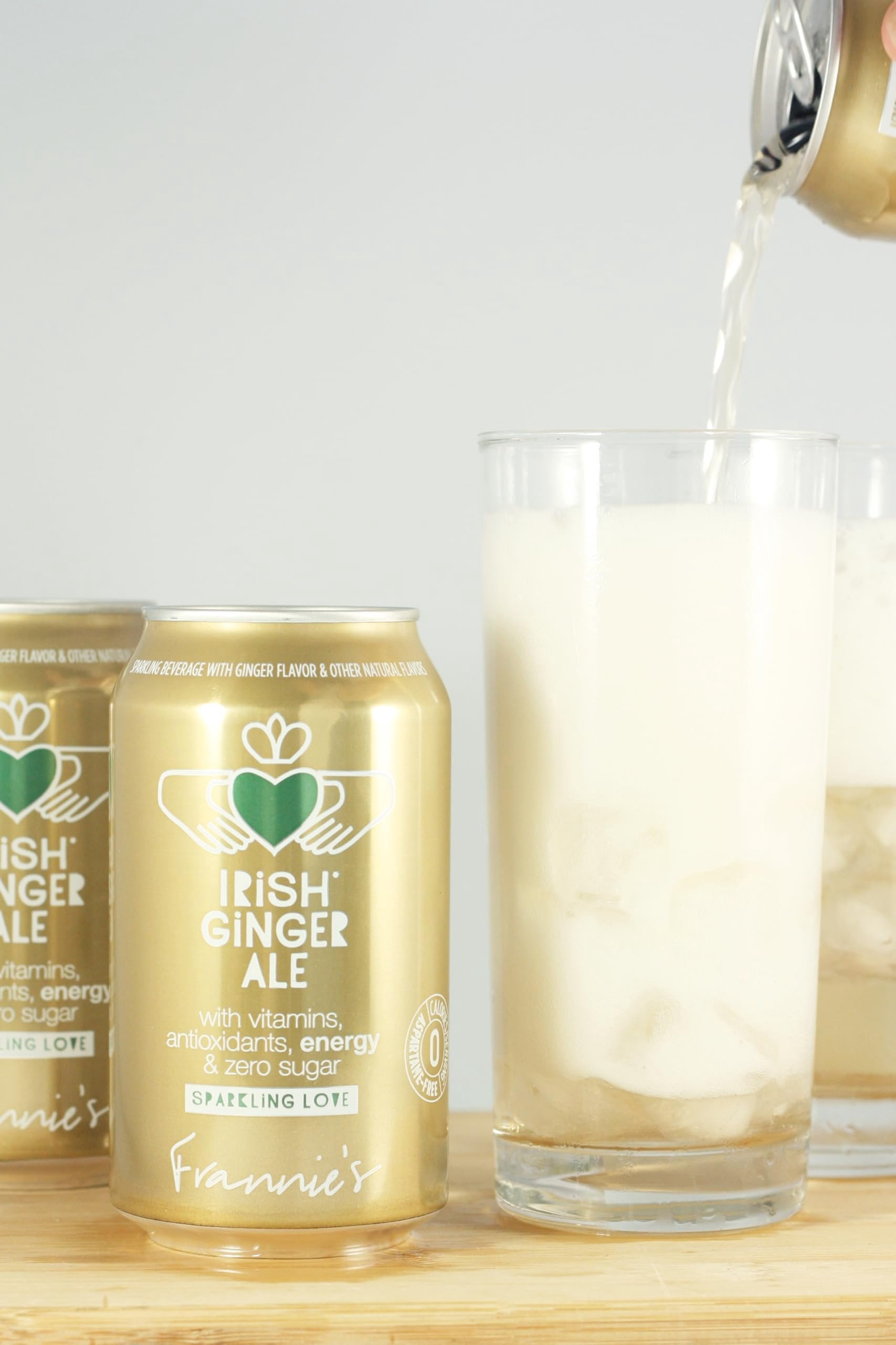 KauffmanTreats Frannie Sparkling Beverage- Zero Calories & Sugar, Aspertame Free: 24-Ct Case 12 Oz. Cans Irish Ginger Ale