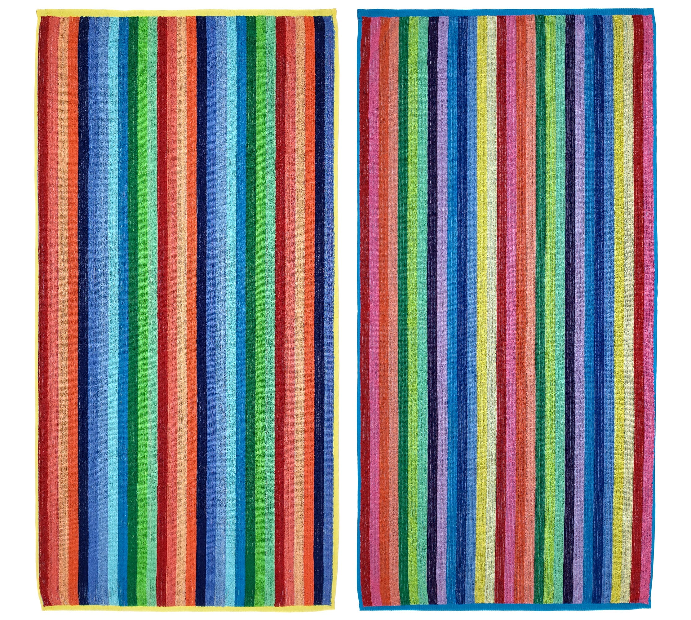 Kaufman -2 Pack Beautiful Royal Stripe Beach Towel- Pool Towel 100% Cotton 32 x 62 Assorted Color - image 1 of 7