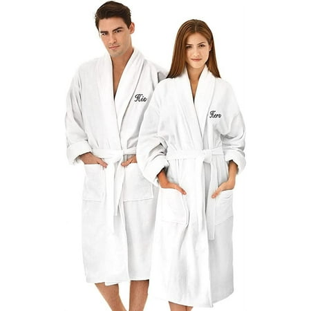 Kaufman 2 Pack Personalized Plush, Velour 100% Cotton Spa/Bathrobes - Custom Embroidered - His & Hers