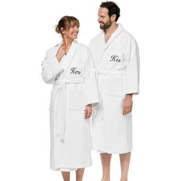 Kaufman 2 Pack Personalized Plush, Velour 100% Cotton Spa/Bathrobes - Custom Embroidered - His & Hers