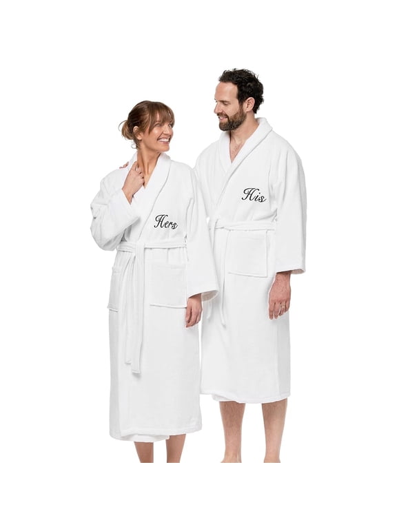 Kaufman 2 Pack Personalized Plush, Velour 100% Cotton Spa/Bathrobes - Custom Embroidered - His & Hers