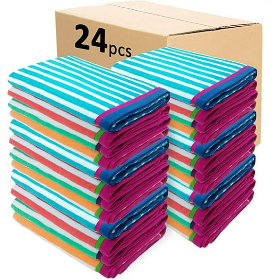 Kaufman 24 Pack Racing Stripe Velour Beach Towel 32x62