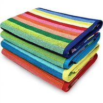 Kaufman -4 Pack Beautiful Royal Stripe Beach Towel- Pool Towel 100% Cotton 32 x 62 Assorted Color