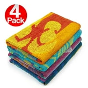 Kaufman 4 Pack Terry Beach & Pool Towel of Assorted Colors - 30in x 60in
