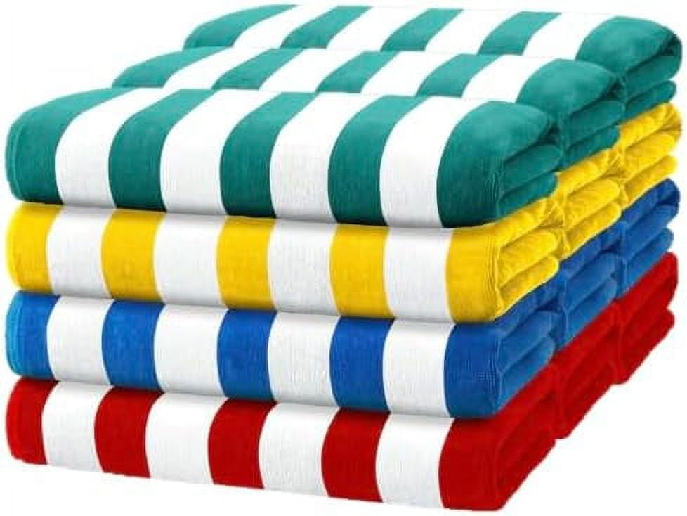Kaufman - Bright Colored Beach Towels | 100% Cotton Oversized Large Beach Towel | Cabana Striped Towels for Beach/Pool/Hot Tub | Lightweight Velour Beach Towels Set | 30" x 60" | 12 Pack