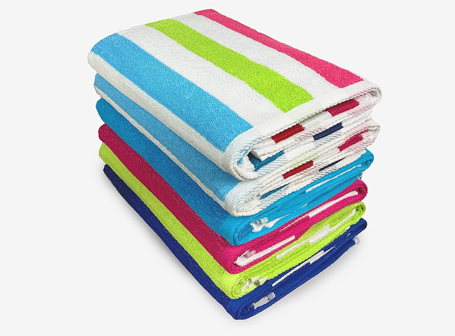 Beach Towel Set of 6 with Chair Band - 100% Cotton 39x70 - Oversized  Turkish Bath Towels 6 Pack - Quick Dry Sandfree Lightweight Large Giftable  Pool