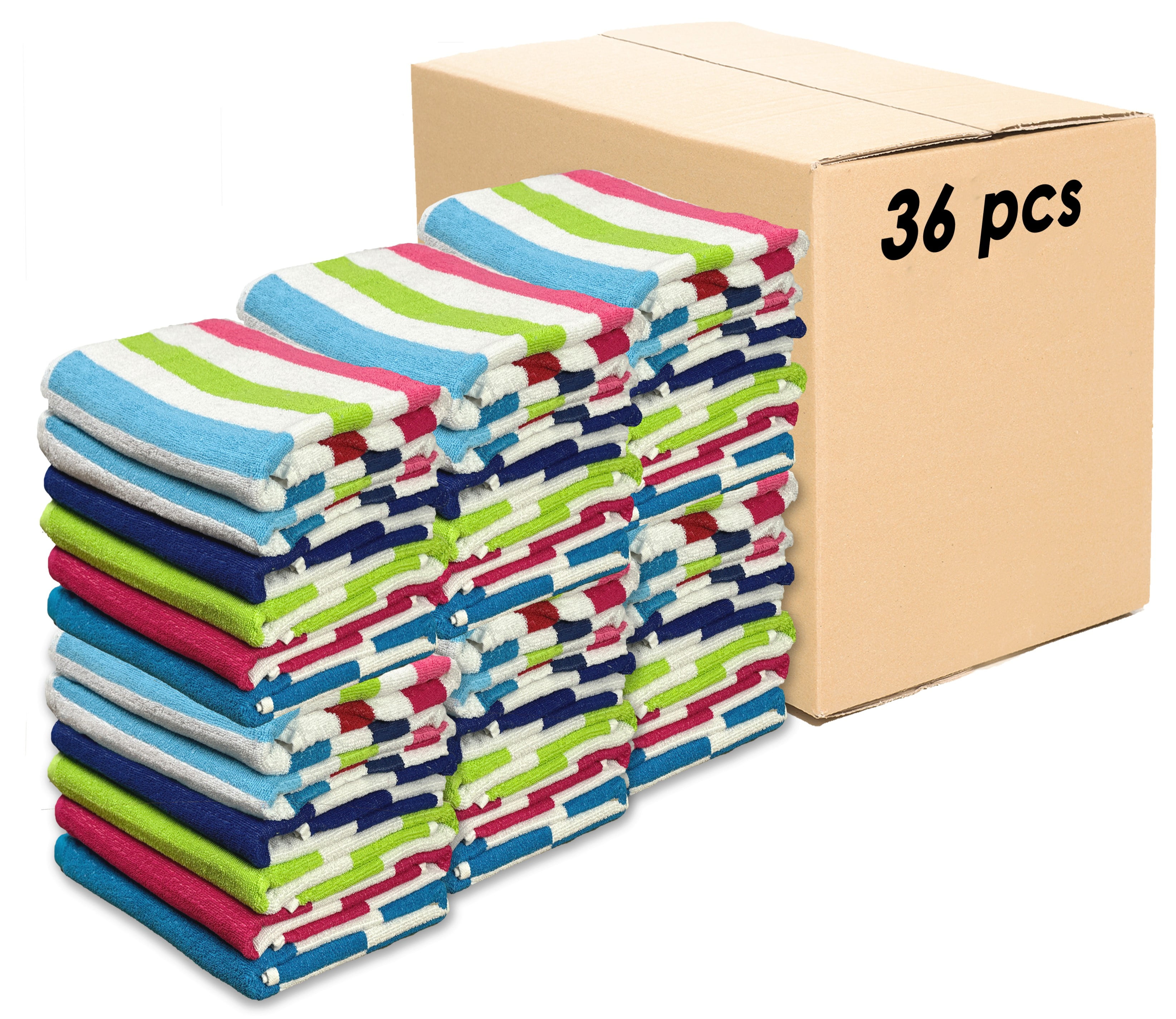 Ben Kaufman 100% Cotton Velour Towels - Large Cotton Towels - Soft &  Absorbant - Assorted Striped Colors - 30” x 60” - 4 Pack