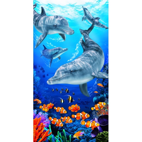 Kaufman Dolphins on the Reef Beach Towel Size 30"x 60"