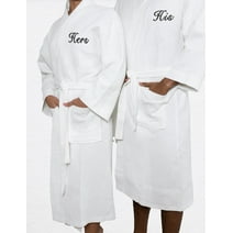 Kaufman - Embroidered Bathrobe Waffle Kimono Set of 2 Spa Robes 100% Cotton - His/Hers