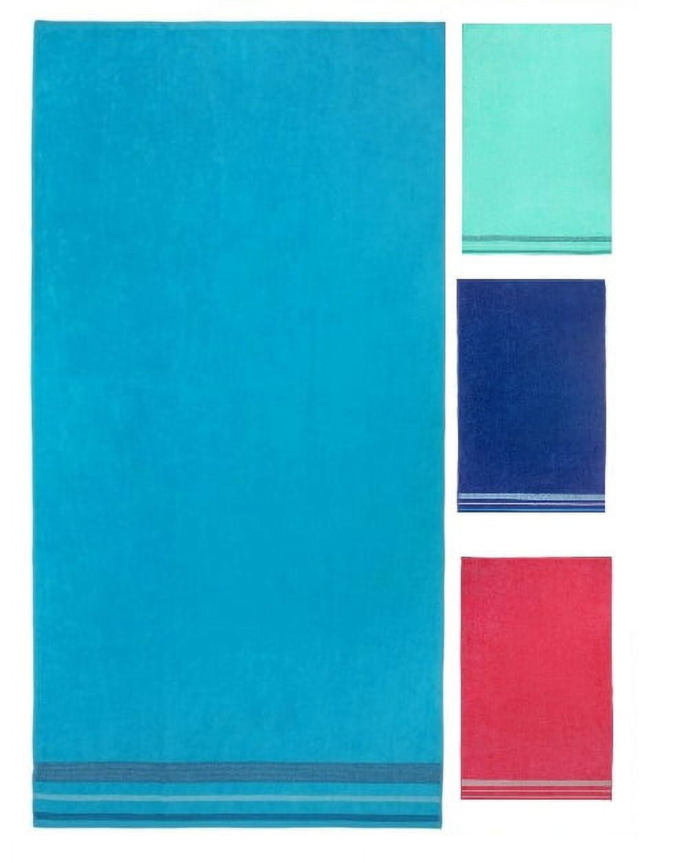 Kaufman Extra-Large Velour Beach Towel-Pool Towel Solid Color 35x68 Turquoise