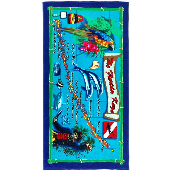 Kaufman Florida Keys Map Beach Towel 30" x 60"