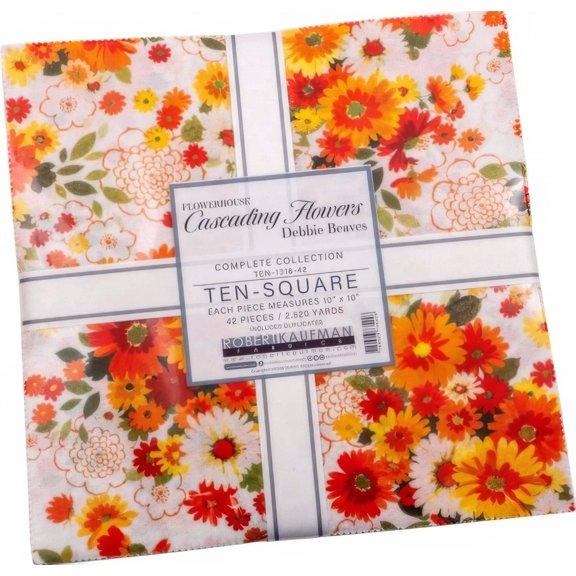 Kaufman - Flowerhouse: Cascading Flowers Ten Inch Squares by Debbie Beaves