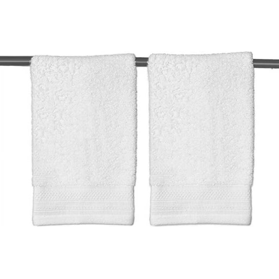 Hotel Quality, Optic White 100% Ring Spun Cotton, Towels 2PK Fingertip 11x18