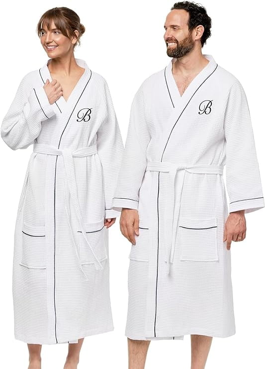 Kaufman - Luxury Bathrobe Waffle Kimono Bathrobe Unisex 100% Cotton ...