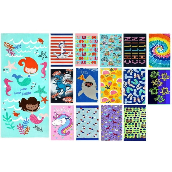 Kaufman- Mermaid Kids Beach, Camp Towel 100% Cotton, 30'' x 60", Multicolor