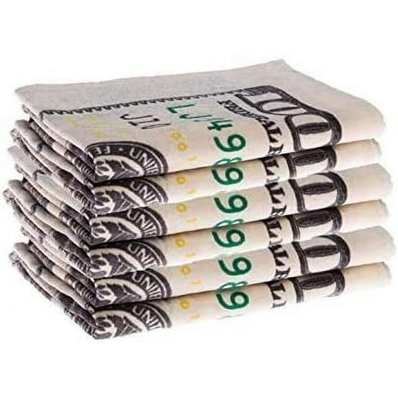 Kaufman - New 100 Dollar Bill Printed Beach and Pool Towel, 6-Pack, 30in x 60in, Multicolor