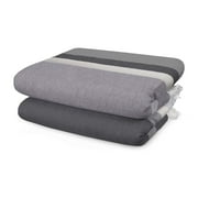 Kaufman - Oversized 32x62 Black/Grey Jacquard Beach Towels - 2 Pack