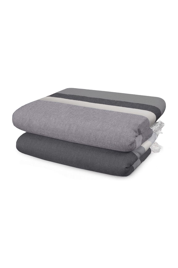 -  Oversized 32x62 Black/Grey Jacquard Beach Towels - 2 Pack