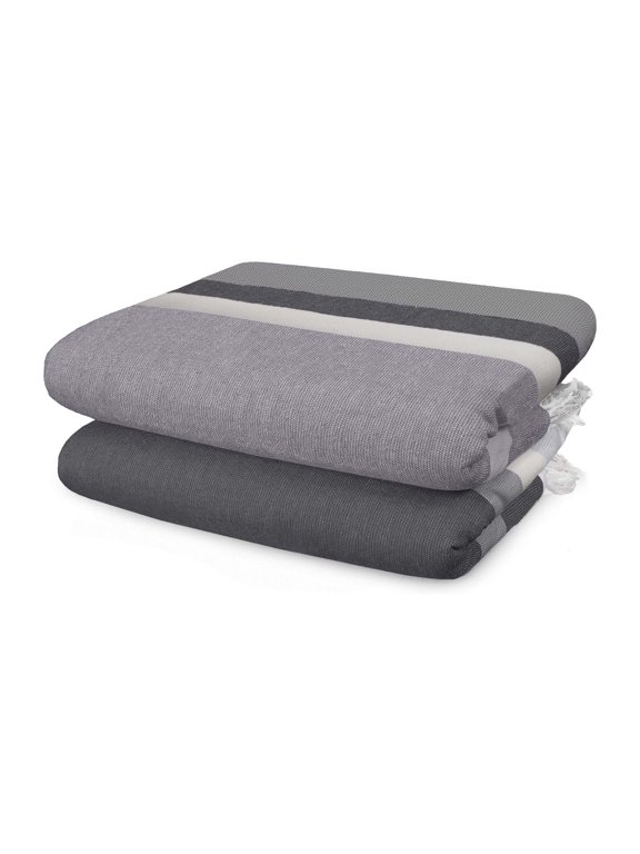 - Oversized 32x62 Black/Grey Jacquard Beach Towels - 2 Pack