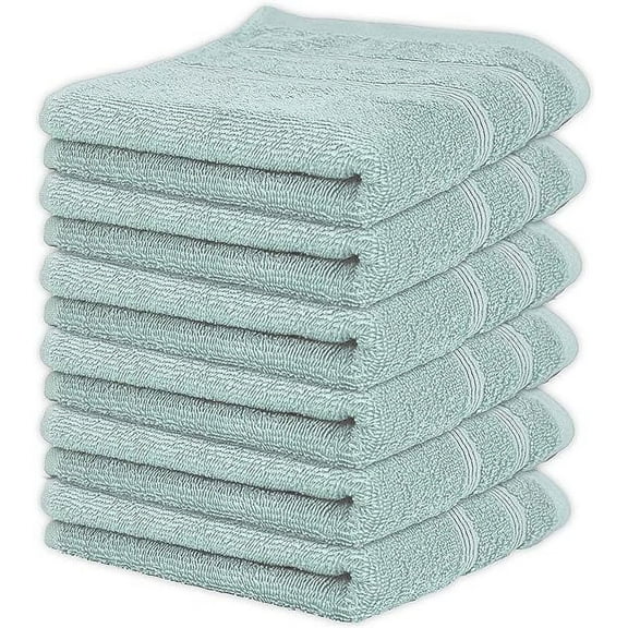 Kaufman - Premium Hand Towels Set for Bathroom, Spa, Gym, and Face Towel 100% Cotton Ring Spun, Ultra Soft Feel and Highly Absorbent Towels (Aqua, 6-PK)