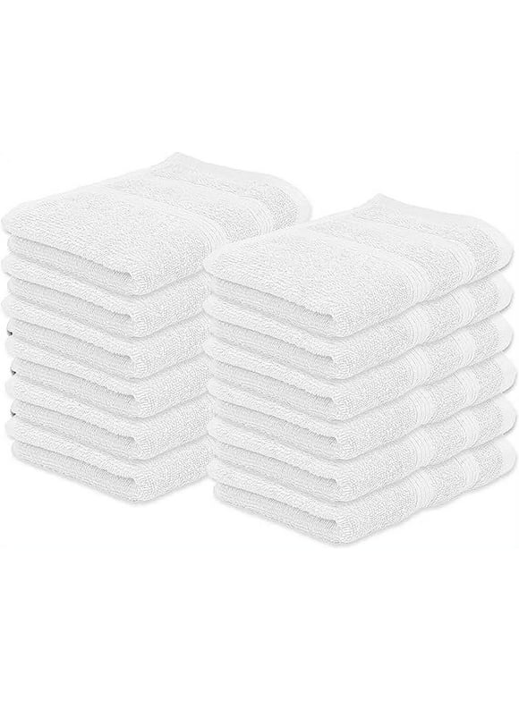 Kaufman - Premium Washcloth Set of 12 (13x13 Inches) 100% Cotton Ring Spun, Highly Absorbent, Durable and Ultra Soft Feel Wash Cloths Essential for Bathroom, Spa, Gym, and Face Towel (12PK)