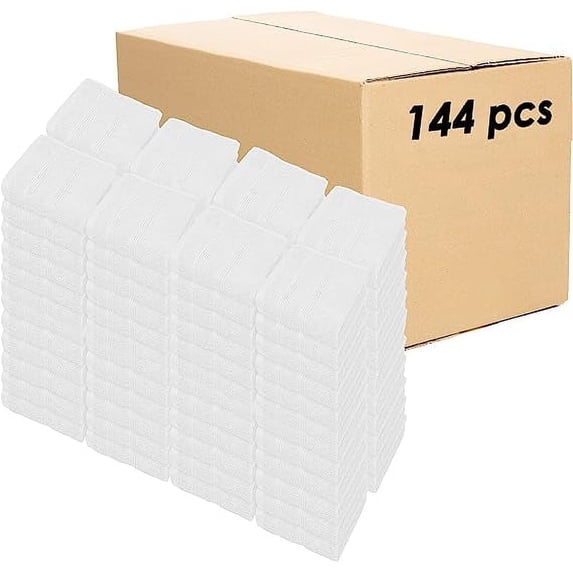 Kaufman - Premium Washcloth Set of 144 (13x13 Inches) 100% Cotton Ring Spun, Highly Absorbent, Durable and Ultra Soft Feel Wash Cloths Essential for Bathroom, Spa, Gym, and Face Towel (144PK)