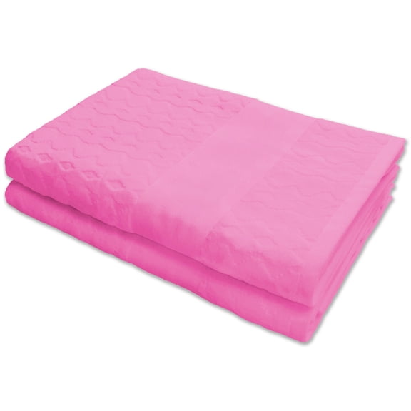 Kaufman - Soft Plush 2 Pack 100% Combed Ring Spun Jacquard Cotton Velour Oversized 35in x 70in Highly Absorbent Quick Dry Hotel Quality Beach Pool and Bath Towel (Pink)