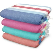 Kaufman - Striped Sand Free Fouta Oversized Beach Towel - 4 Pack | 36 x 70 Extra Large Beach Towel | Quick Dry Beach Towels for Travel | Cotton XL Luxury Beach Towels