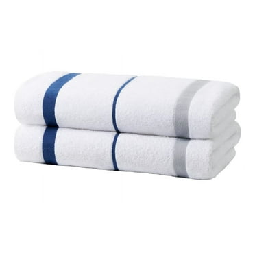 Kaufman - Terry Horizontal Sailor Stripes Beach Pool Towels - Set of 2 Pcs - 30in X 60in - 400 GSM - Luxury Hotel Towels 2-Pack (Navy)