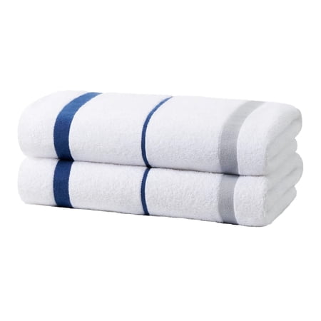 Kaufman - Terry Horizontal Sailor Stripes Beach Pool Towels - Set of 2 Pcs - 30in X 60in - 400 GSM - Luxury Hotel Towels 2-Pack (Navy)