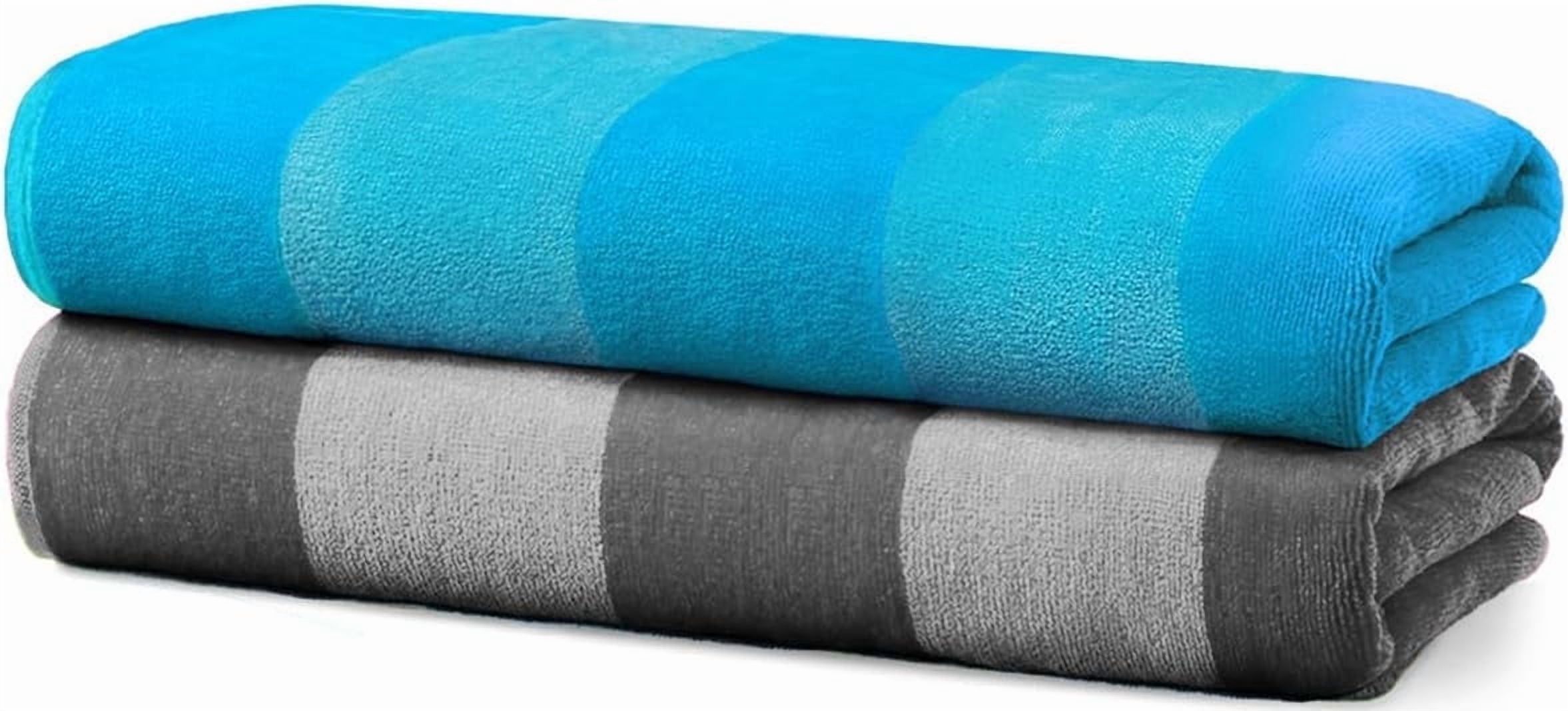 Kaufman - Velour Multi-Color Cabana Striped Beach Towels | 100% Cotton Beach Towel Pack 30" x 60" | Absorbent, Quick-Drying Pool Towels for Adults (2 Pack)