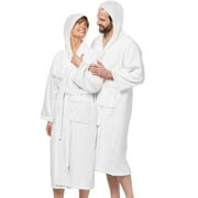 Kaufman Velour & Waffle Robes - Shawl Collar, Hooded, King & Queen Embroidered 2 Pack Unisex 100% Cotton Bathrobes for Men & Women, Luxury Hotel Spa Soft Plush & Lightweight