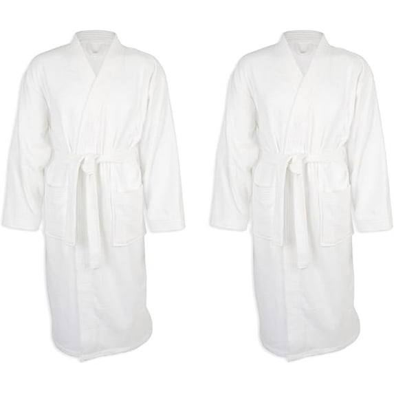 Kaufman Velour & Waffle Robes - Shawl Collar, "Mr & Mrs" Embroidered 2 Pack Unisex 100% Cotton Bathrobes for Men & Women, Luxury Hotel Spa Soft Plush & Lightweight