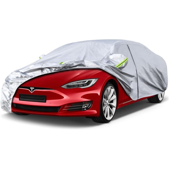 Kaugung 6 Layers Car Cover Custom Fit Tesla Model s from 2012 to 2023, Waterproof All Weather for Automobiles, Sun Rain Dust Snow Protection. (Ships from US Warehouse, Arrive Within 3-7 Days)
