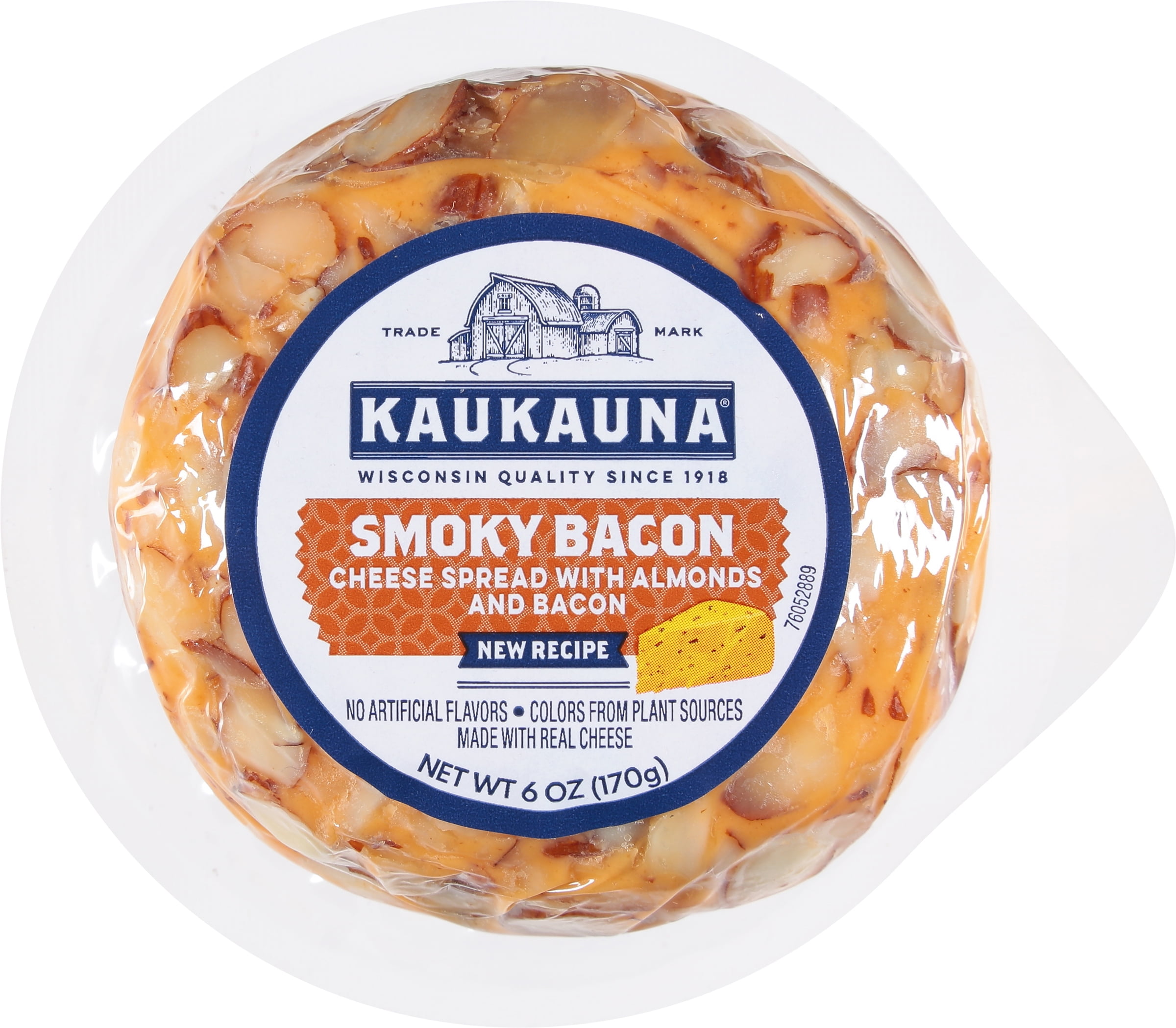 Kaukauna Smoky Bacon Clean Label Spreadable Cheese Ball, Plastic Vacuum