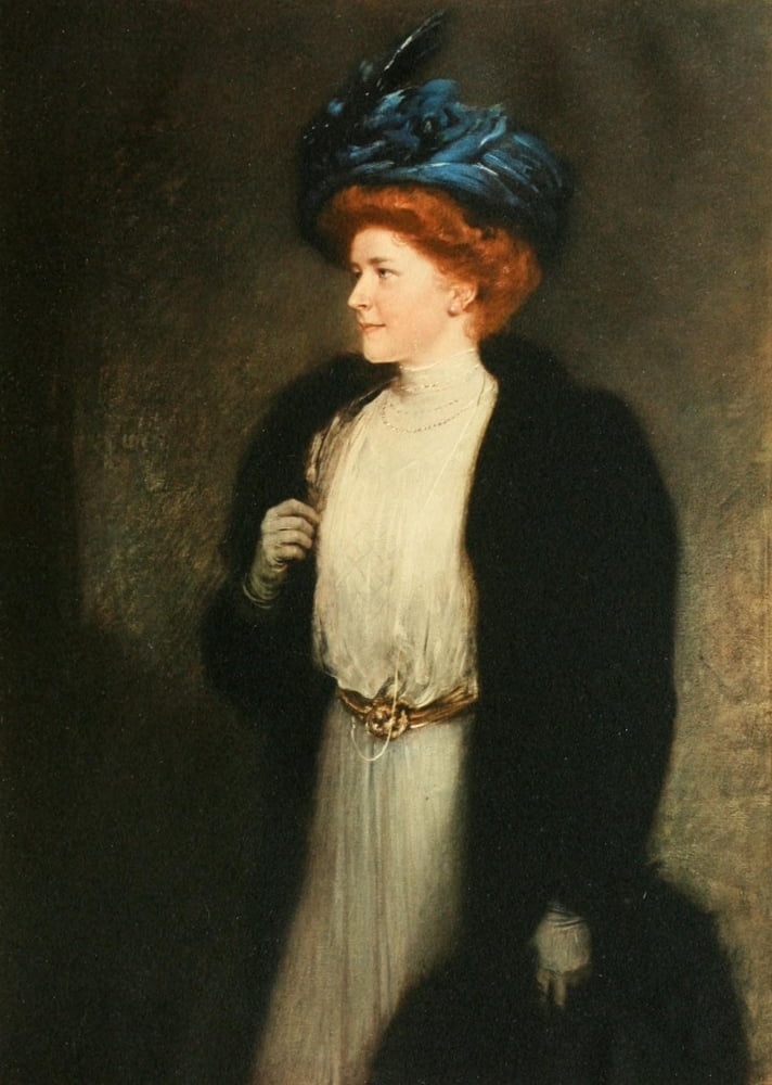 Kaulbach 1911 Woman in blue hat Canvas Art - Friedrich von Kaulbach (18 x 24)