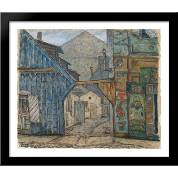 Kaunas. The Old Houses. 32x28 Large Black Wood Framed Print Art by Mstislav Dobuzhinsky