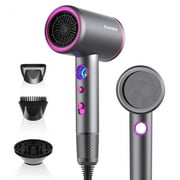 Kauoo Hair Dryer with Diffuser, 1800W Professional Ionic Blow Dryer for Hair Care,Fast Drying Hairdryer, Gray, Gift for Christmas Day