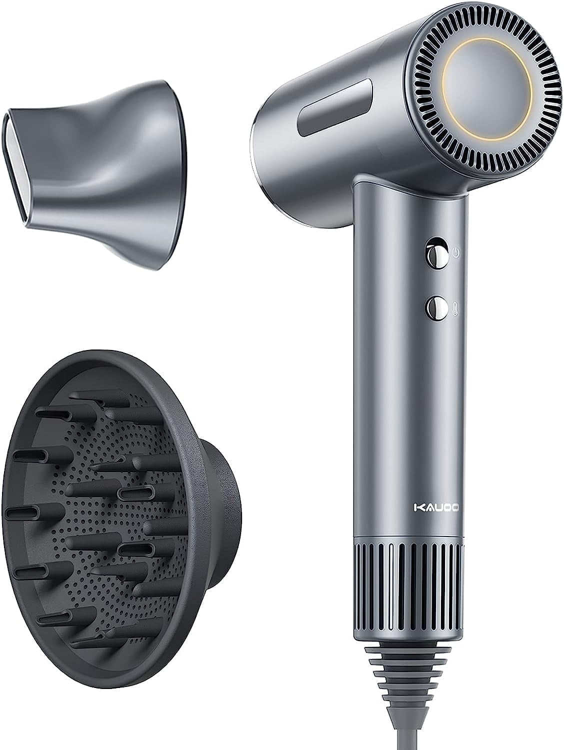 Ionic Hair Dryer, OEIKPFN High Speed Blow Dryer with Diffuser & 110,000 RPM Brushless Motor for Fast Drying, Gray