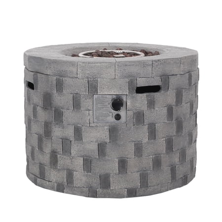 Kaur Outdoor Lightweight Concrete Circular Fire Pit, Gray