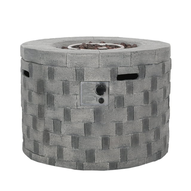 Kaur Outdoor Lightweight Concrete Circular Fire Pit, Gray