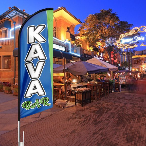 Kava Bar Sign Feather Flag,8FT Kava Bar outdoor advertising flag, Kava Bar Business Sign,Kava Bar Swooper FlagFLAG ONLY