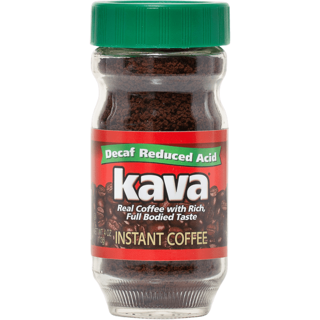 Kava Decaf Acid Reduced Instant Coffee in Glass Jar, Naturally