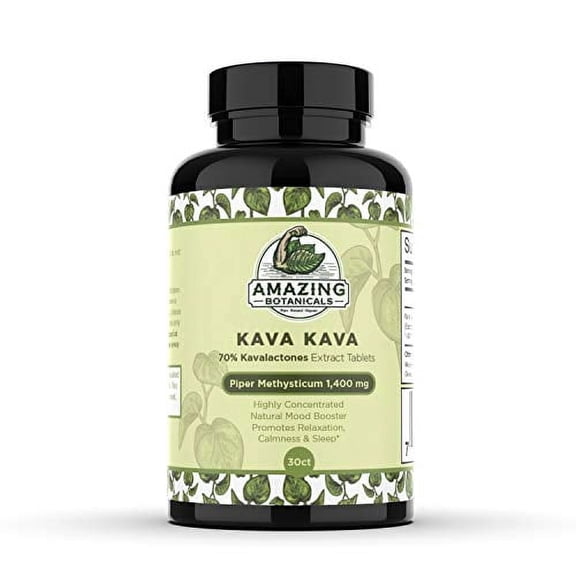 Kava Kava Extract Tablets High Potency 1400mg of Fresh Piper Methysticum per Serving, 140mg Kavalactones Root Extract Boosts Mood, Promotes Relaxation, Relieves Tension 30 Tablets