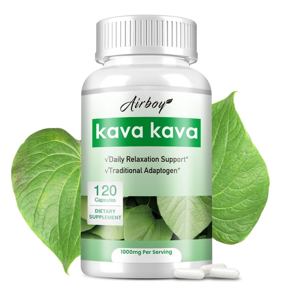 Kava Kava Root Extract Supplement, for Balanced Mood, Support Stress Relief & Better Sleep, 120 Capsules