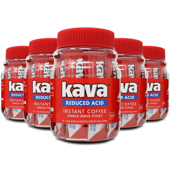 Kava Reduced Acid Instant Coffee Single Serve Stick Packets, 20 Count (Pack of 6)