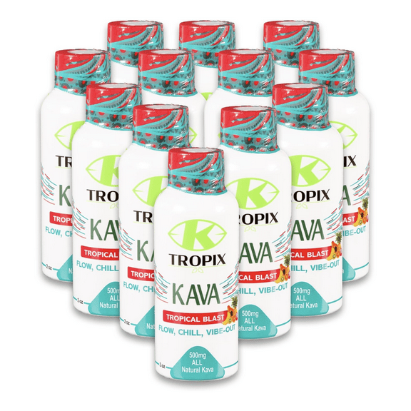 Kava Shot Tropical Blast - Kava Drink - Kava Root Extract Supplement - Pack of 12