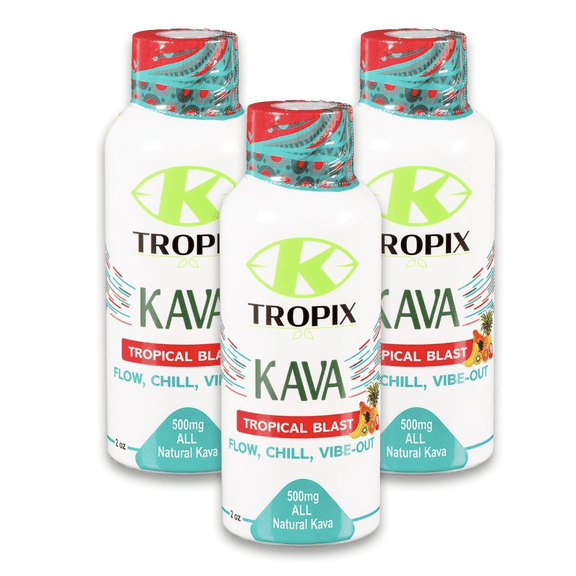 Kava Shot Tropical Blast - Kava Drink - Kava Root Extract Supplement - Pack of 3
