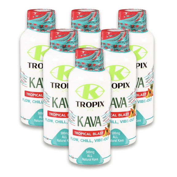 Kava Shot Tropical Blast - Kava Drink - Kava Root Extract Supplement - Pack of 6