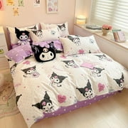 Kavaii Sanrios Cartoon Kuromi My Melody Cinnamoroll Summer Children Pure Cotton Four Piece Bedding Set Bed Sheet Quilt Pillow